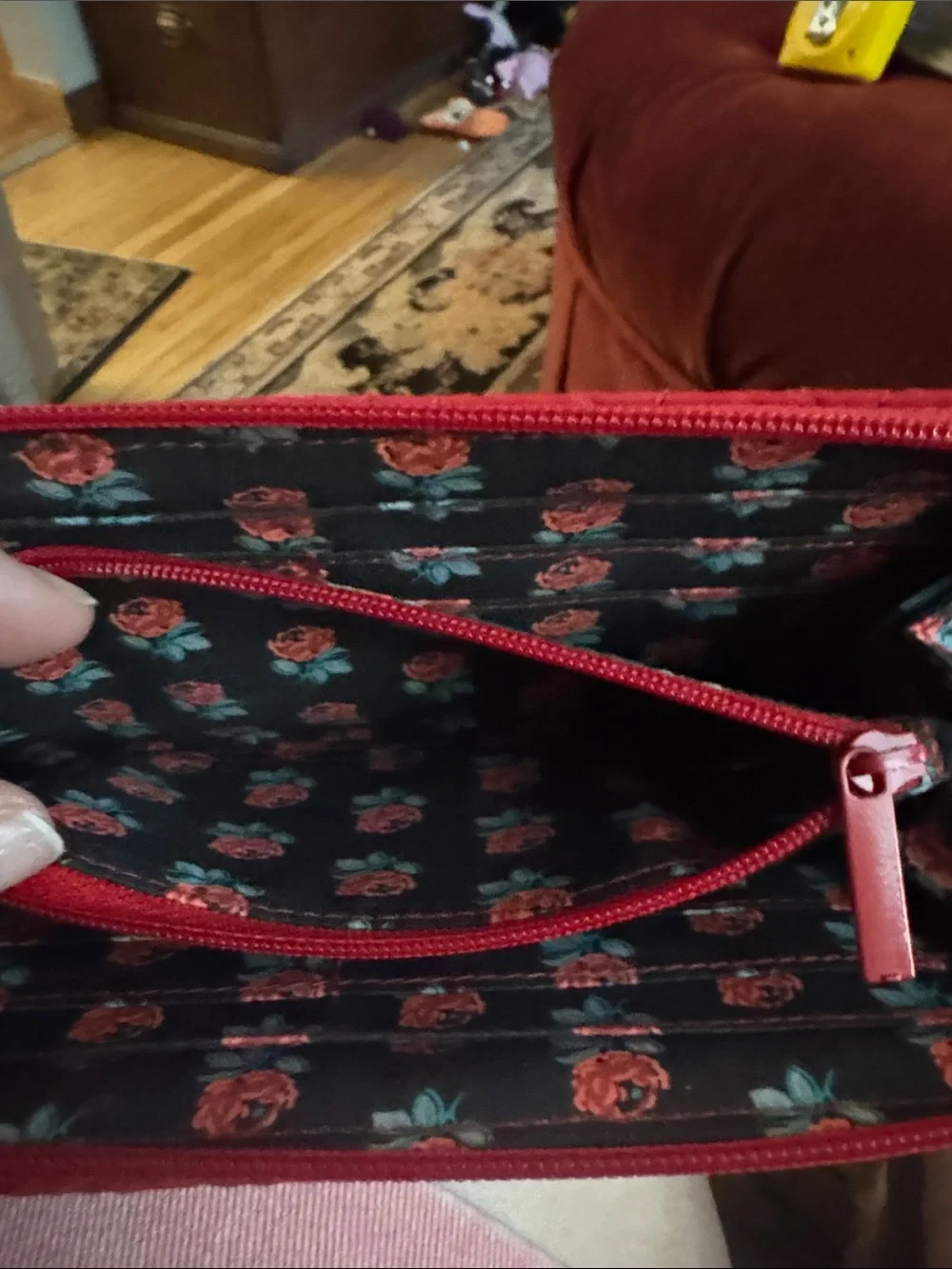 Vera Bradley Quilted Red Zip Wristlet - Picture 4 of 5